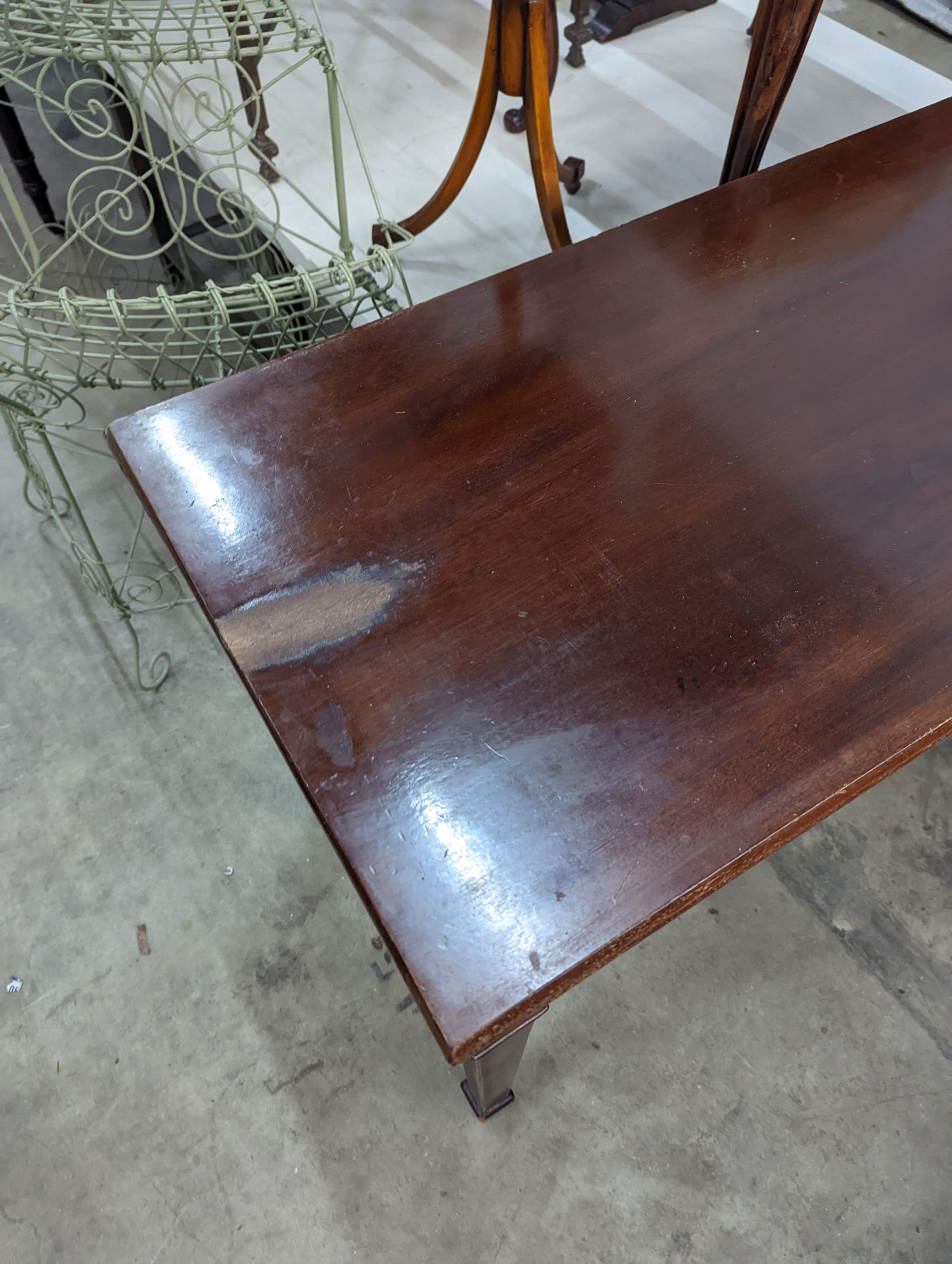 An Edwardian rectangular mahogany folding tea table, width 92cm, depth 46cm, height 75cm